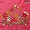 Dola silk saree green and pink with zari checked pattern and zari woven border with embroidery work blouse