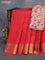 Dola silk saree maroon and pastel pink with zari checked pattern and zari woven border with embroidery work blouse
