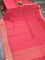Dola silk saree maroon and pastel pink with zari checked pattern and zari woven border with embroidery work blouse