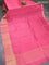 Dola silk saree pink shade and navy blue with allover zari woven stripes pattern and zari woven border with embroidery work blouse