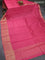 Dola silk saree pink shade and pastel blue with allover zari woven stripes pattern and zari woven border with embroidery work blouse