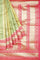 LIGHT OLIVE GREEN and LIGHT PINK DIGITAL PRINT SILK Saree with BANARASI