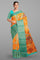 ORANGE and TEAL FLORALS DOLA SILK Saree with FANCY
