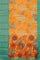 ORANGE and TEAL FLORALS DOLA SILK Saree with FANCY