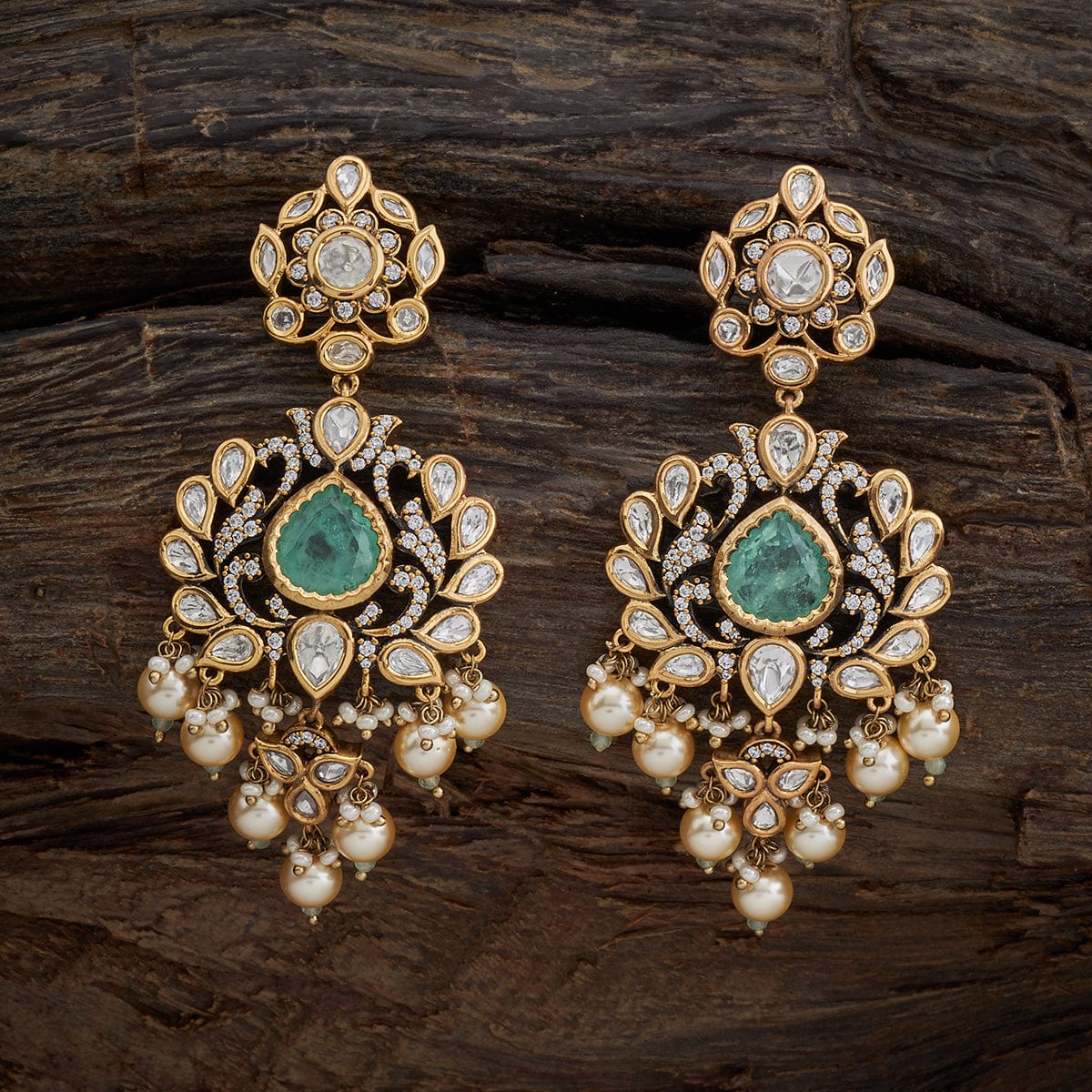 Buy Kundan Chand & Pearl Jhumki Earrings for Women Online at Ajnaa Jewels  |390647