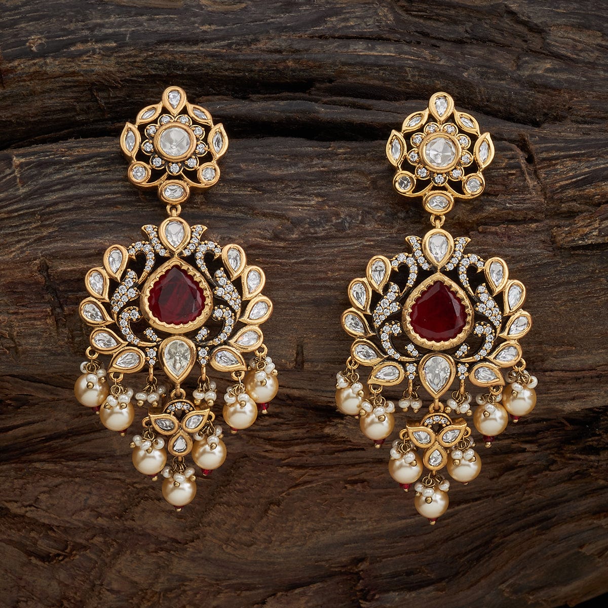 Red Layer Meenakari Earrings – Shasmis