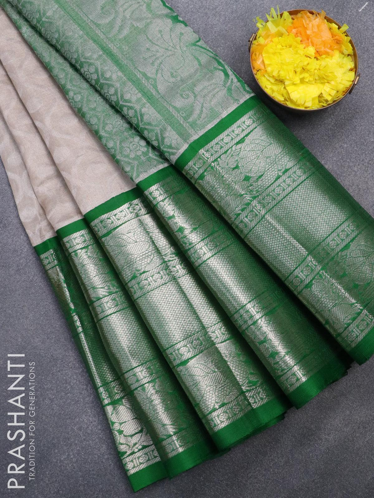 Buy GEERANG MART Kuppadam Contrast Kote Anchu Double Sided Tissue Border  Saree With All Over Jari Butta Embedded Saree, Checks Butta Enriched,Grand  Rich Golden Jari Pallu, Unstiched Blouse(Green) at Amazon.in