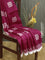 Organza saree dark magenta pink with allover batik prints and crocia lace work border