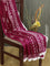 Organza saree dark magenta pink with allover batik prints and crocia lace work border