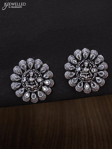 Oxidised earrings lakshmi design with cz stones