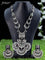 Oxidised haaram with kemp stone and pearl hangings