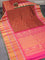 Pure gadwal silk saree maroon and pink with allover zari woven butta weaves and long zari woven border