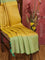 Pure Kanchivaram silk saree yellow and light green with allover floral zari weaves and zari woven border