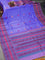 Pure kanjivaram silk saree blue and dual shade of rust with thread woven buttas and thread woven border