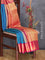 Pure kanjivaram silk saree blue and pink with allover self emboss zari buttas and rich zari woven korvai border