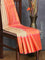 Pure kanjivaram silk saree cream and pink with allover zari weaves and long peacock zari woven border