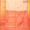 Pure kanjivaram silk saree cream and pink with allover zari weaves and long peacock zari woven border