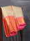 Pure kanjivaram silk saree cream and pink with allover zari weaves and long peacock zari woven border