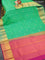 Pure kanjivaram silk saree dual shade of teal green and pink with zari woven buttas and zari woven border