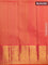 Pure kanjivaram silk saree light green and dual shade of orange with allover zari woven brocade weaves and rich zari woven border
