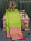 Pure kanjivaram silk saree light green and pink with allover brocade weaves and long rich zari woven border