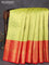 Pure kanjivaram silk saree light green and red with allover zari woven brocade weaves and zari woven border