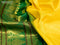 Pure kanjivaram silk saree yellow and green with allover zari woven brocade weaves and long zari woven border & embroidery work blouse