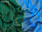 Pure mysore silk saree green and cs blue with allover weaves and zari woven border