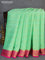 Pure mysore silk saree green shade and pink with allover zari woven stripes pattern and zari woven border