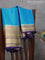 Pure mysore silk saree light blue and blue with plain body and long zari woven border