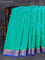 Pure mysore silk saree teal blue and blue with plain body and zari woven border