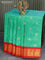 Pure paithani silk saree dual shade of teal bluish green and red with zari woven buttas and zari woven border