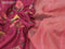 Pure tussar silk saree dark pink and red with allover floral prints and temple design zari woven border