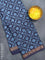 Semi gadwal saree dark blue with allover batik prints and zari woven border
