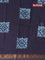 Semi gadwal saree dark blue with allover batik prints and zari woven border