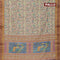 Semi matka saree light green and brown with allover floral prints and zari woven border