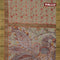 Semi matka saree pastel green shade with allover floral prints and zari woven border