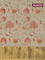 Semi matka saree pastel green shade with allover floral prints and zari woven border