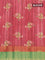 Semi matka saree teal green with allover floral prints and zari woven border