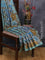 Semi matka saree teal green with floral prints & embroidery work in borderless style
