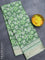 Semi matka silk saree dark green and pastel green with allover prints and zari woven border