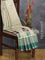 Semi matka silk saree pastel green and green with floral butta prints and zari woven piping border