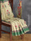 Semi matka silk saree pista green and green with allover floral butta prints and small zari woven border
