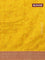 Semi raw silk saree yellow and maroon with allover prints and zari woven border