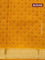 Semi raw silk saree yellow and rust shade with allover prints and zari woven border