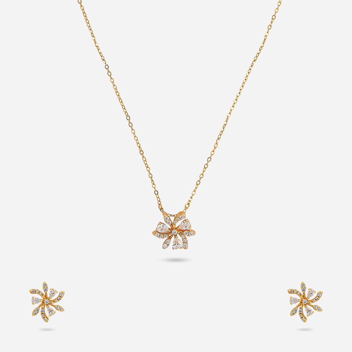 92.5 Silver Pendant With Chain and Earring Set 194165