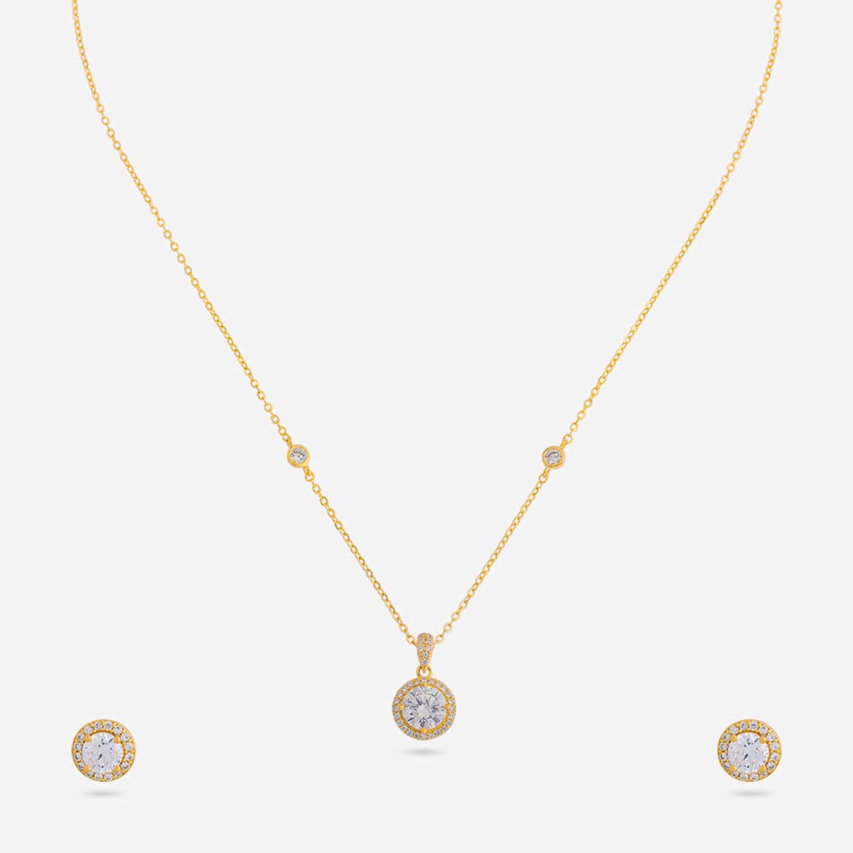 92.5 Silver Pendant with Chain and Earring Set 194626