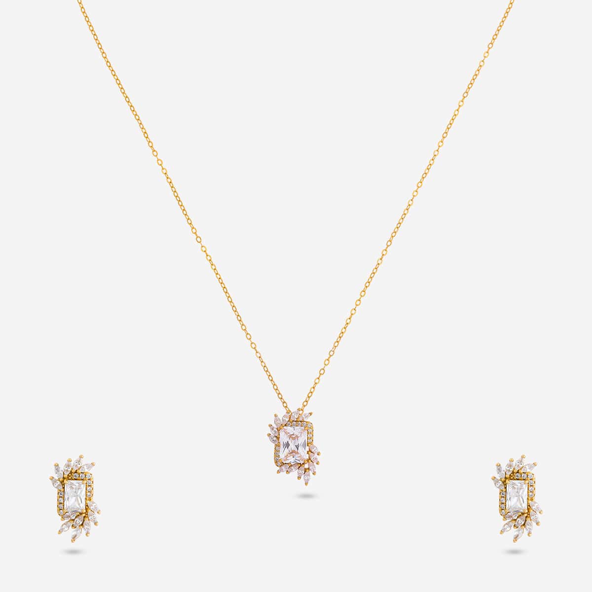 92.5 Silver Pendant with Chain and Earring Set 194802