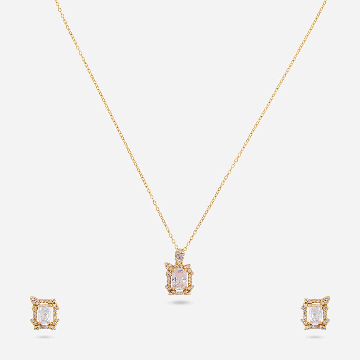 92.5 Silver Pendant with Chain and Earring Set 194809