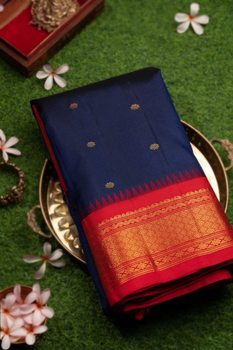 Coimbatore Silk Buttis Navy Blue Saree